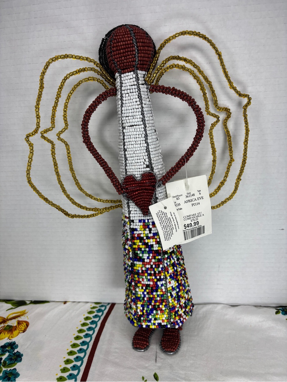 Street Wires Beaded Angel Figurine Handcrafted in Africa Holiday Xmas Decor